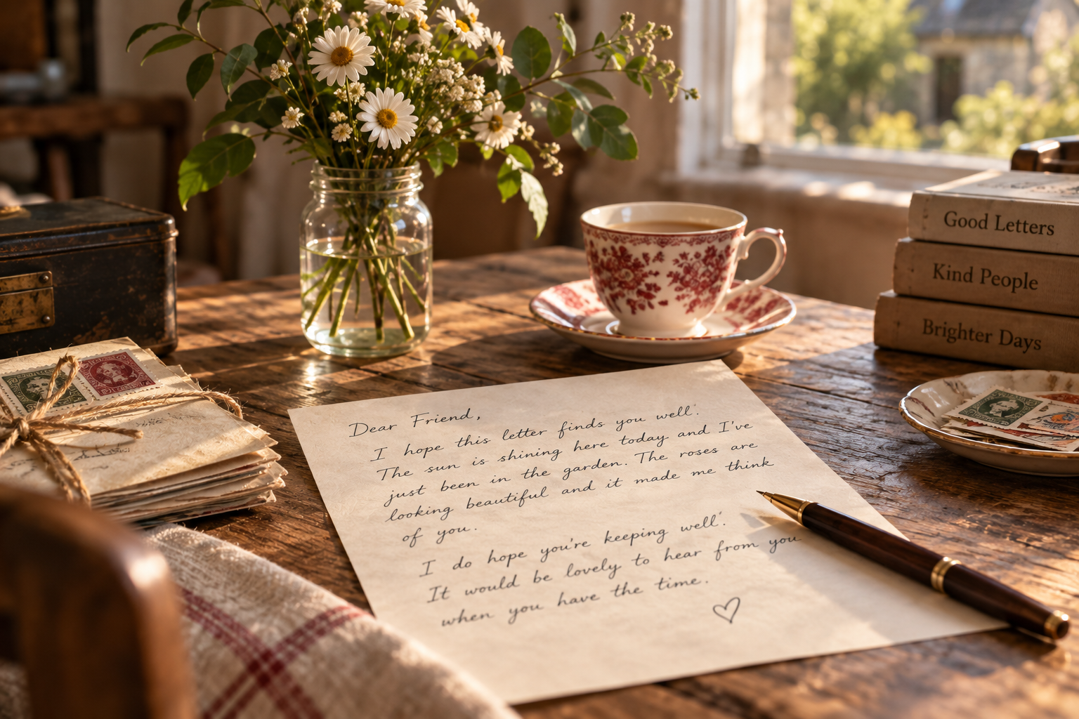A handwritten letter on a table